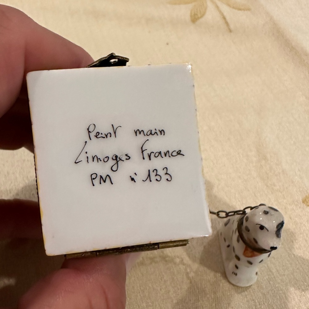 Limoges France Porcelain Dog Puppy Dalmation Doghouse Pierre Arguie Trinket Box. - Picture 7 of 11